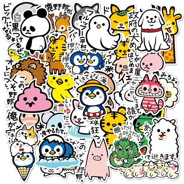 36 stks / partij Groothandel Leuke Japan Dieren Stickers Cartoon Waterdichte Sticker voor Laptop Skateboard Helm Notebook Bagage Auto Stickers Decals