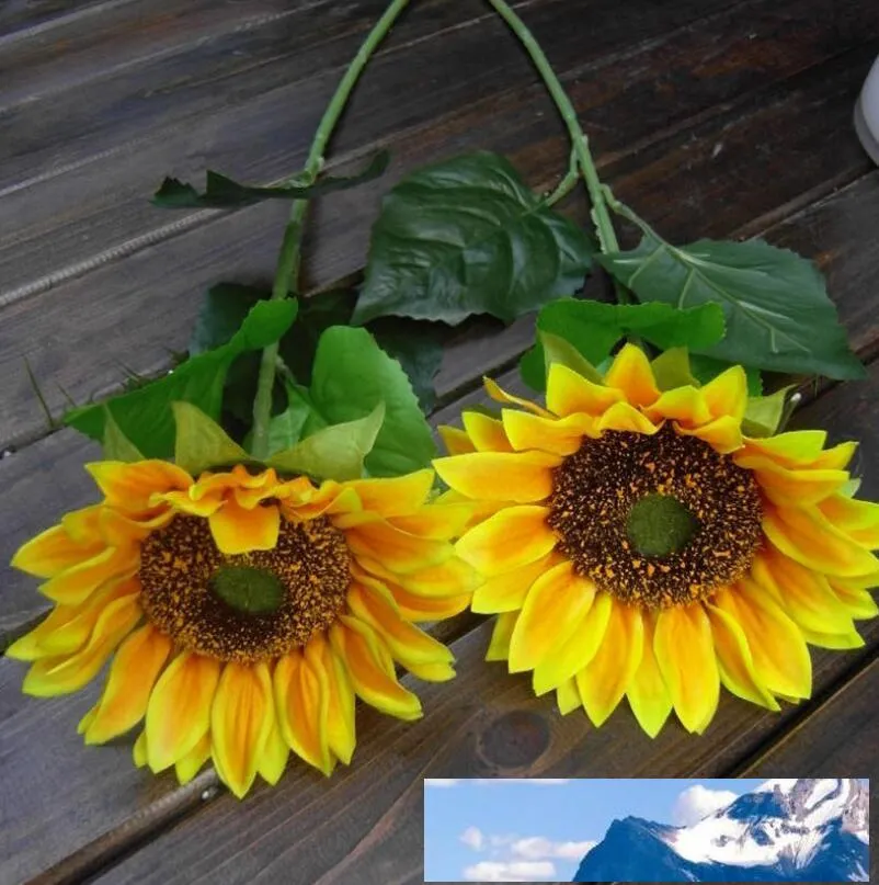 62 cm (24 inch) zonnebloem kunstmatige hoge kwaliteit echte look zijde bloemen zonnige dag decoratie voor bruiloft hotel woonkamer vaas sh002