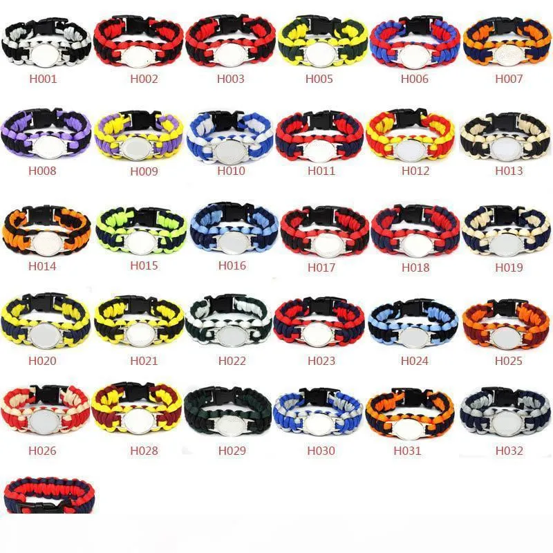 Mix Styles 32 Football Équipe Paracord Survival Bracelets Personnalisées Camping Sports Bracelets logo personnalisé parapluie équipe