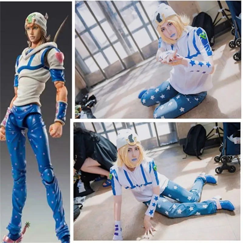 Dziwna przygoda JoJo Johnny Joestar Cosplay JoJo Costume Custom Custom Made Halloween kostiumów i peruk dla dorosłych