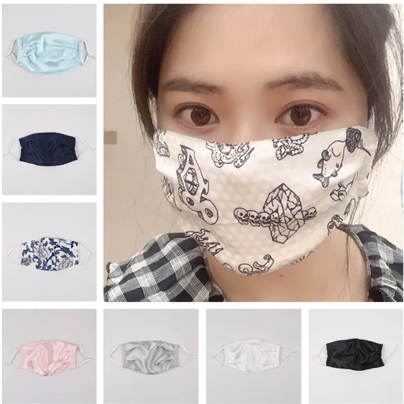 Maschera antipolvere moda uomo donna copri bocca in seta stampata floreale protettiva antipolvere morbida lavabile maschere per feste all'aperto 10 colori regalo