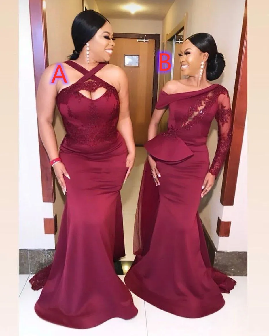 2020 Mermaid Dama de Honra Vestidos Sul-Africano Convidado Do Casamento Vestidos de Festa Doméstica de Honra Vestido Plus Size