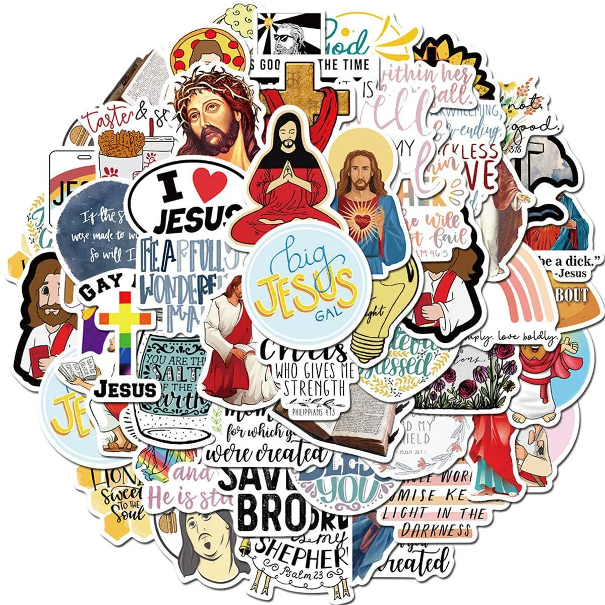 50Pcs Jesus Christ Stickers Pack Car Laptop Stickers Lot Waterproof Scrapbooking Luggage Bottle Skateboard Vinyl Decals Wholesale