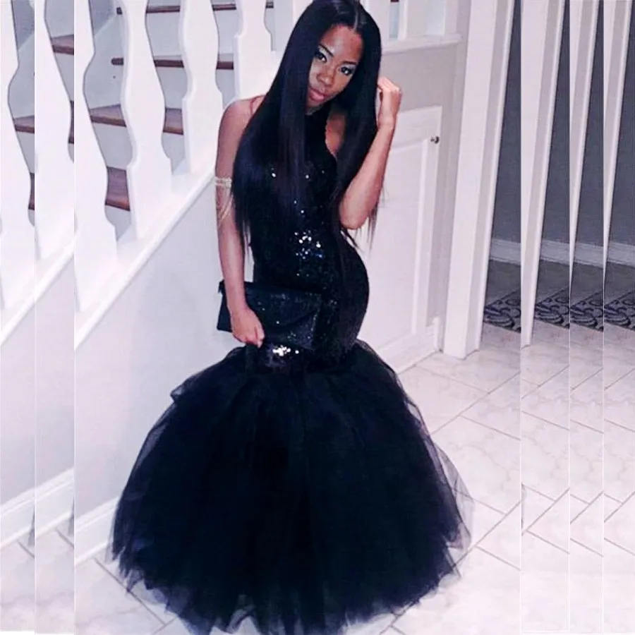 black mermaid prom dress