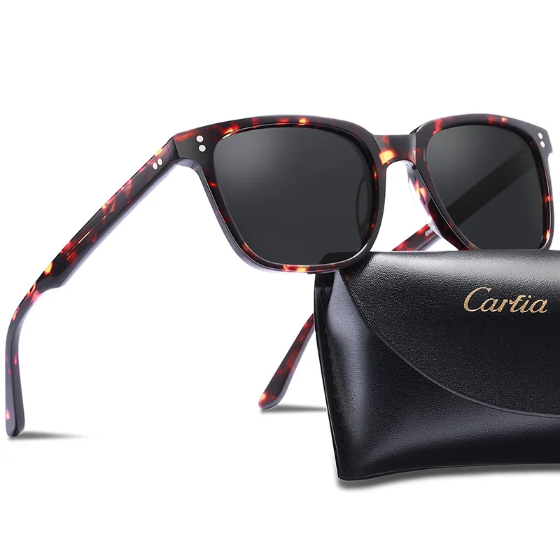 Carfia Chic Retro Polarize Güneş Gözlüğü Kadın Erkek 5354 Güneş gözlüğü Kılıflı % 100% UV400 Koruma gözlük Kare 51mm 4 renk