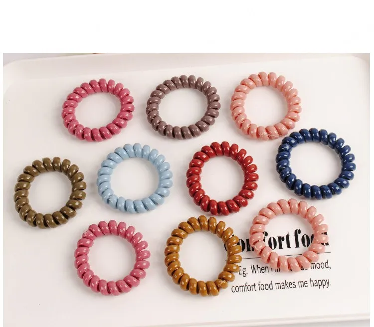 Hair Telephone Colourful Elastic Plastic Spring For HairTies No Crease Coil Hair Donut Ponytail Hair Accessoriesl40