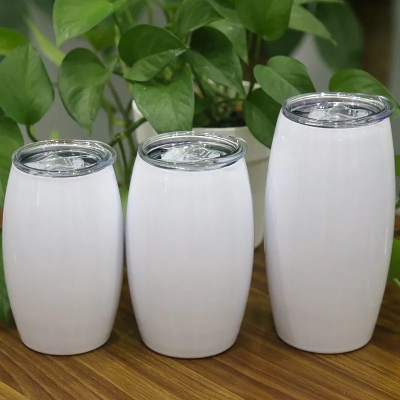 Kapak Blank DIY Şarap Gözlük Paslanmaz Çelik Bira Gözlük Vakum İzoleli Futbol Tumbler ile 15oz Sublime Şarap tumblers