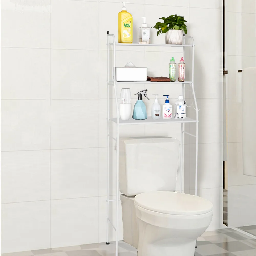 3-tier toalett Badrum vit mode lagringsställ Praktisk organisation Vattentät och rymdbesparande hylla