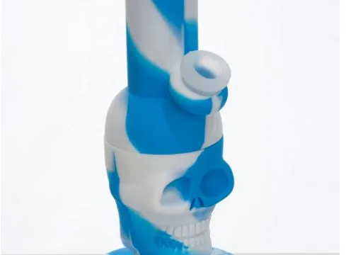Rökning Tillbehör 8,3 tums Mini Skull Silikon Vattenrör Tobak Handriggar med silikon ner stamglasskålfärgad silikon