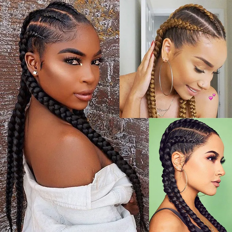 Dilys Lace Front Perruques Perruques Tressées Pour Les Femmes Noires Synthétique Cornrow Tresses Dentelle Perruques avec Bébé Cheveux Boîte Tresses Perruque 28 pouces