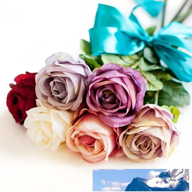 Silk Blommor Partihandel Silk Rose Flower Toppkvalitet Non-Polluting Artificial Flower Simulation Bröllop eller Hem Dekorativ blomma Gratis frakt