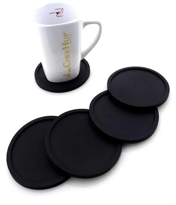 Silicone Drink Coaster Non-Slip Rubber Coasters Cup Dish Mats Raised Lip Catches Water Pot Holder Durable Flexible Home Party Gifts SN1268