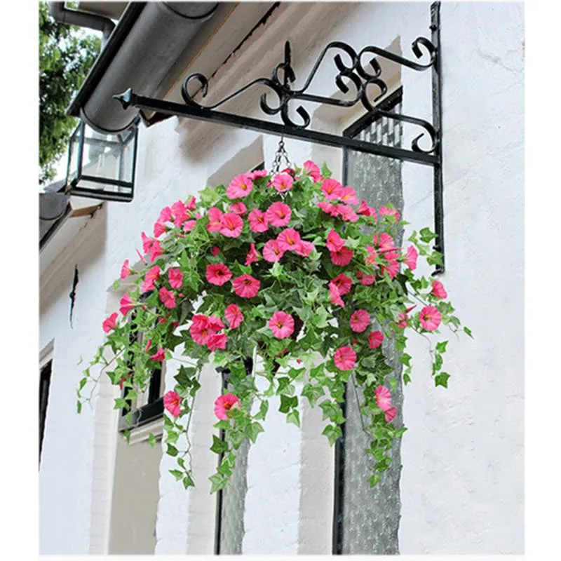 62cm 25 heads Artificial Flower Morning Glory Fake Silk Hanging Plant Vine Simulation Wall Garland Wedding Home Party DIY Decor