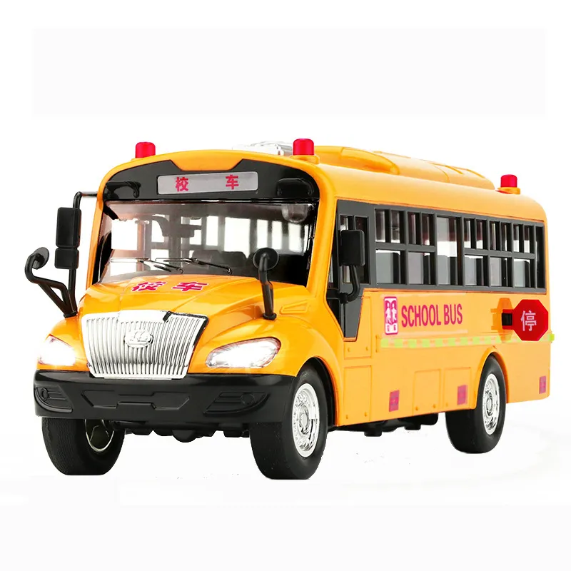 Duży Rozmiar Wewnętrzny Autobus szkolny Model Lighting Muzyki Samochody Zabawki Dla Chłopiec Chłopiec Prezent