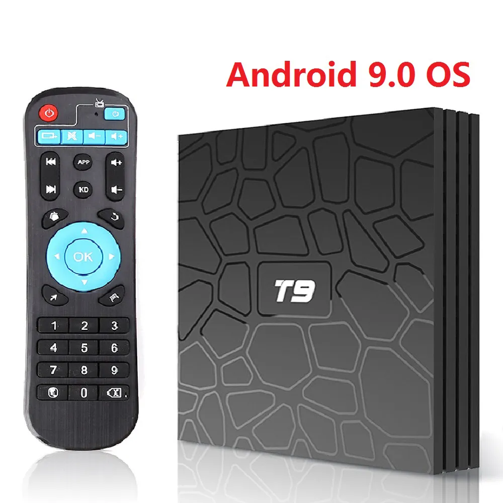 T9 Android TV Box Android 9.0 4GB 32GB Smart TV Rockchip 1080P H.265 4K GooglePlay mediaspelare PK H96 max