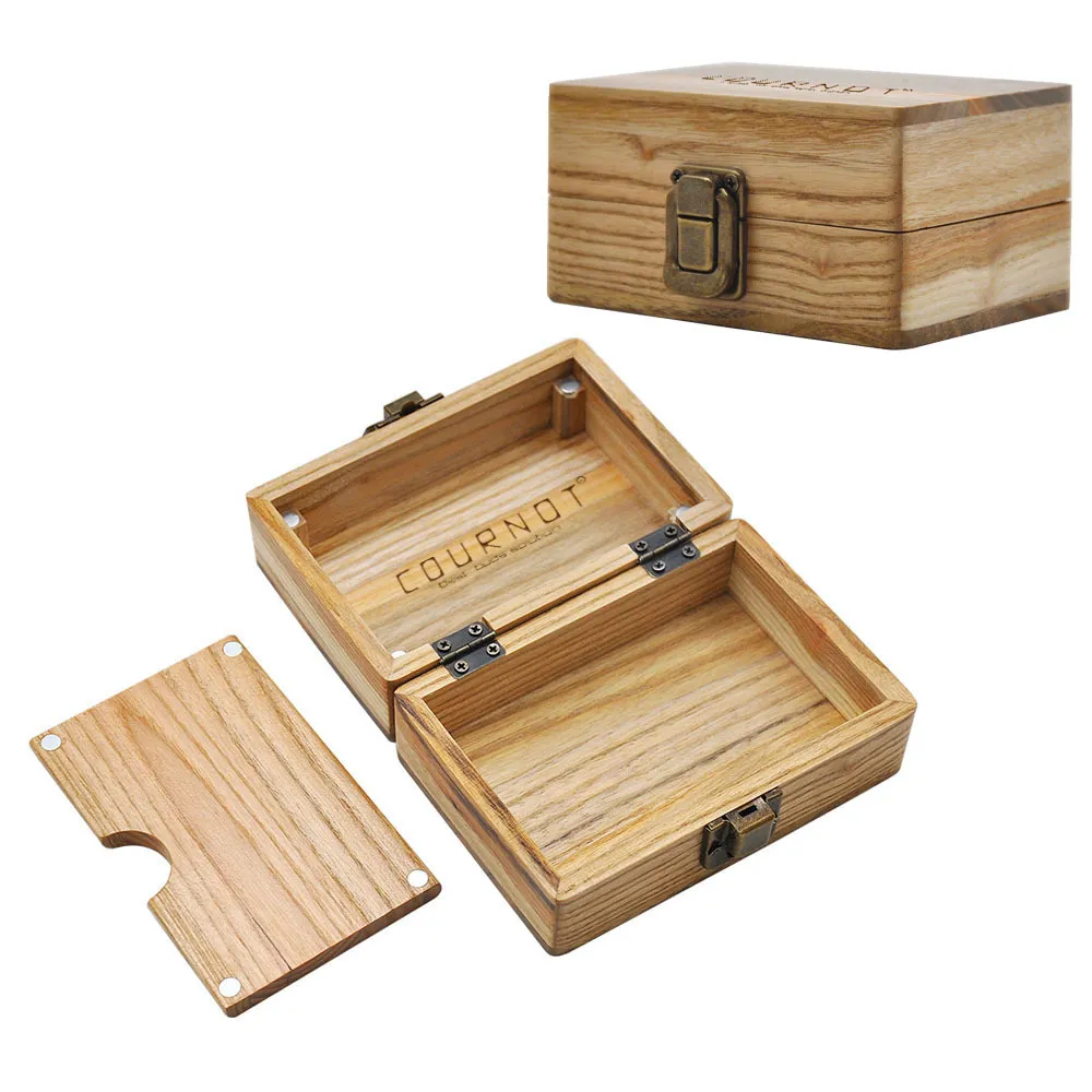 COURNOT Wood Stash Box Natural Handmade Wooden Tobacco and Herbal Storage Boxes Cans Tool Cigarette Container For Smoking Pipe DHL