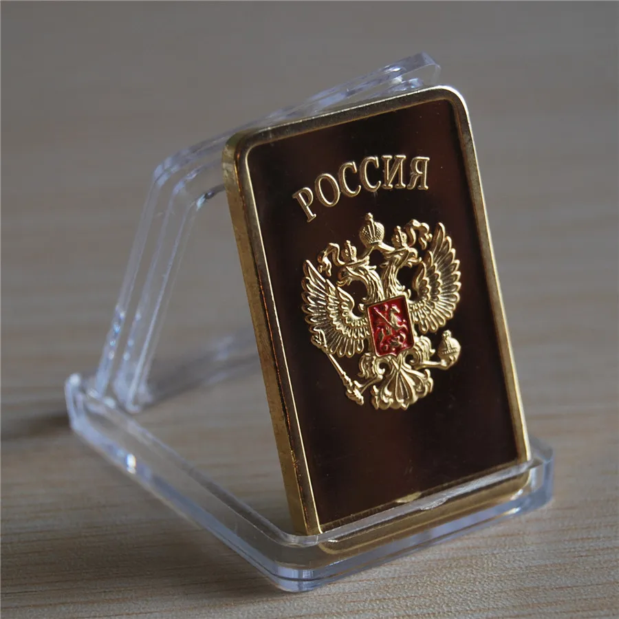 USSR Ryssland, 1oz .999 24k Fin Guldpläterad souvenir Russian Federation Bar 100st/Lot DHL gratis frakt