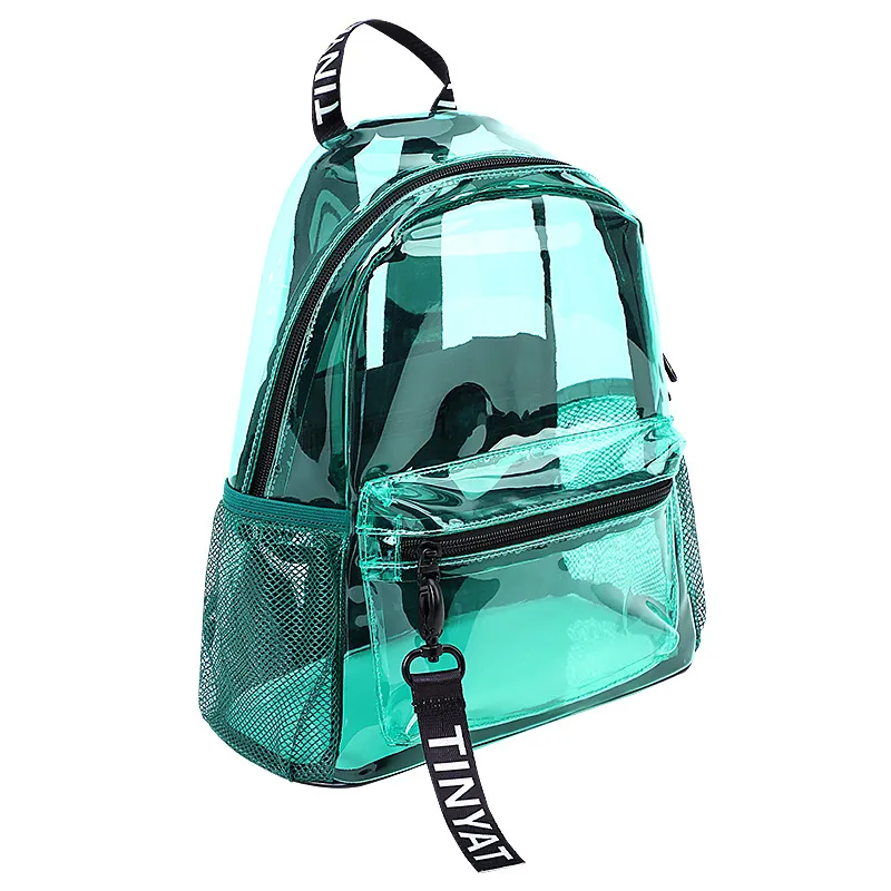 Transparent backpack new fashion casual tide girls jelly backpack large capacity summer beach waterproof school bag