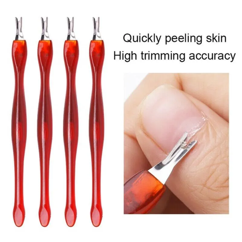 10 stks Rvs Cuticle Pusher Nail Art Fork Manicure Tool voor Trim Dode Skin Fork Nipper Pusher Trimmer Cuticle Remover