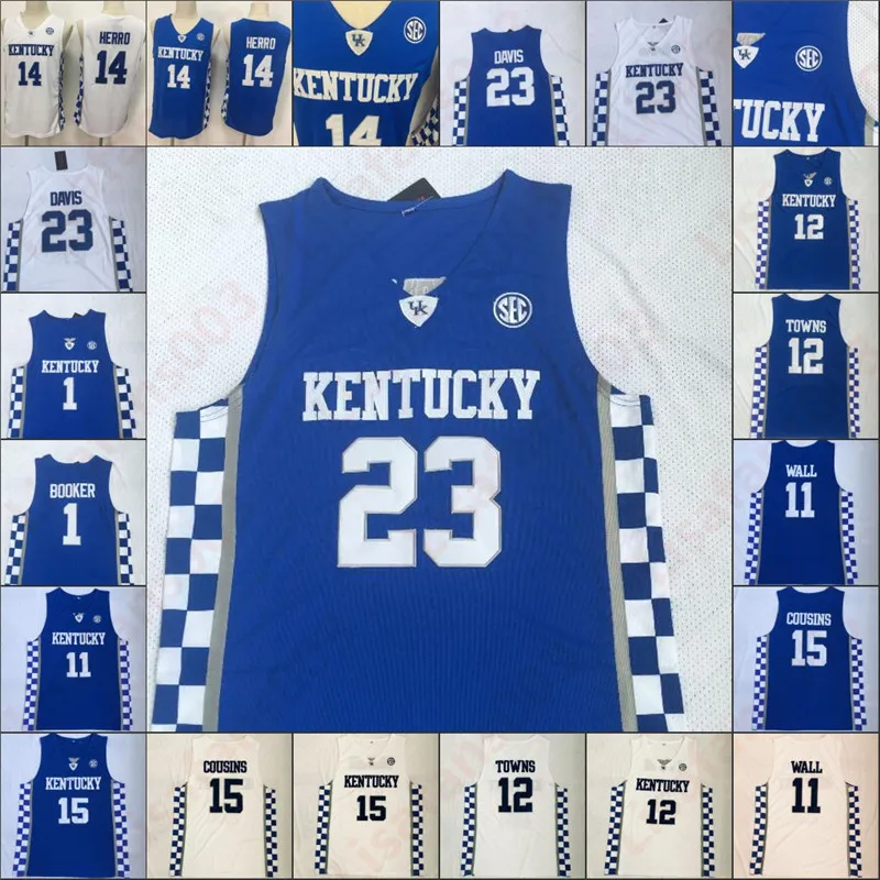 NCAA Kentucky Wildcats 12 Città 14 Tyler Herro 3 Tyrese Maxey 23 Davis Fox Devin Booker 1 College Basketball maglie da uomo cucite