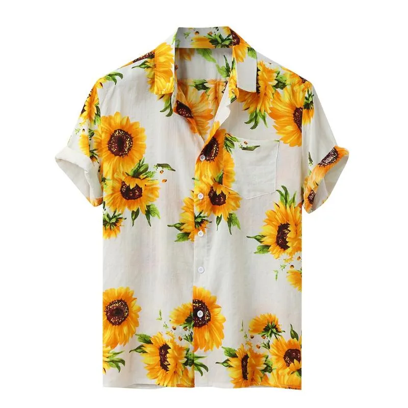 Mannen Shirts Kleurrijke Zomer Comfortabele Vrije Tijd Mode Shirts Korte Mouw Losse Knopen Hawaiian Casual Shirt Blouse Creativiteit