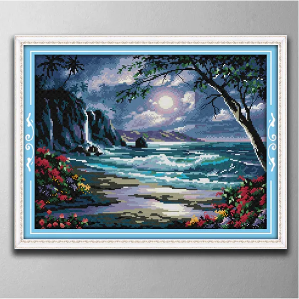 Morze Moonhandhade Cross Stitch Craft Tools Zestawy haftowe Igły zliczone Drukuj na płótnie DMC 14CT 11CT