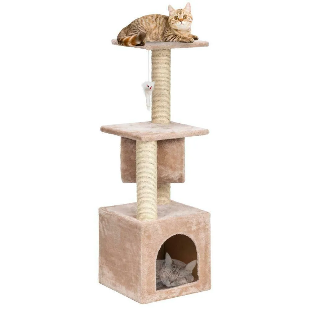 36 Cat Tree Bed Furniture Scratching Tower Post Condo Kitten Pet House Beige313v