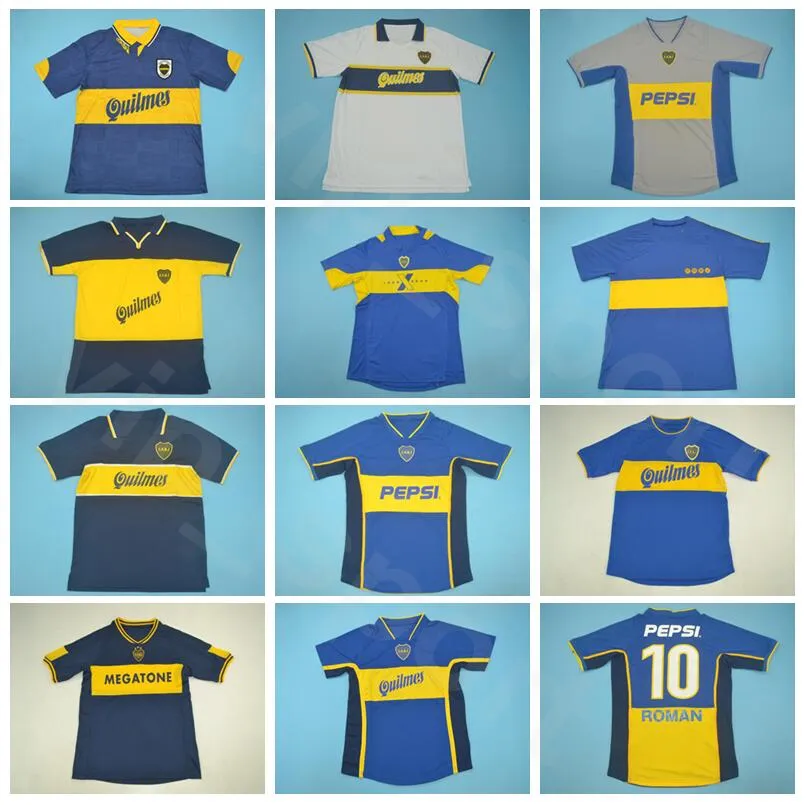 1981 1996 1999 2001 2005 Vintage Boca Juniors Retro Roman Soccer Jersey Palermo Palácio Riquelme Gimenez Guillermo Camisa de Futebol Kits