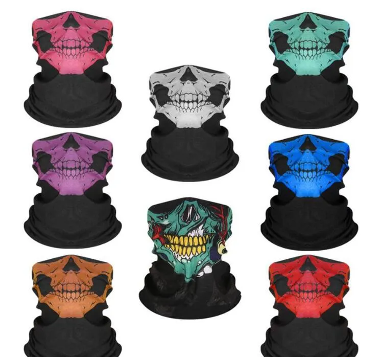 Hip Hop Skull Bandanas Magic Seamless Bandana Headscarf Tryckt Ridning Ansiktsmask Tube Neck Face Headscarves Sport Magic Bib Headband GD436