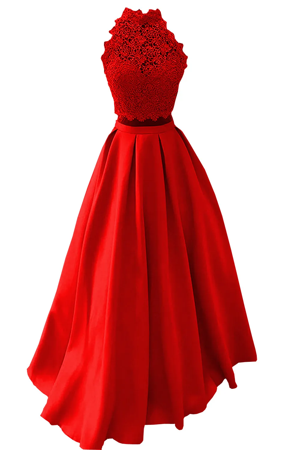 Halter Dress Homecoming: Elegant Satin Two Piece... From Lovemydress,  $60.39 | DHgate.Com