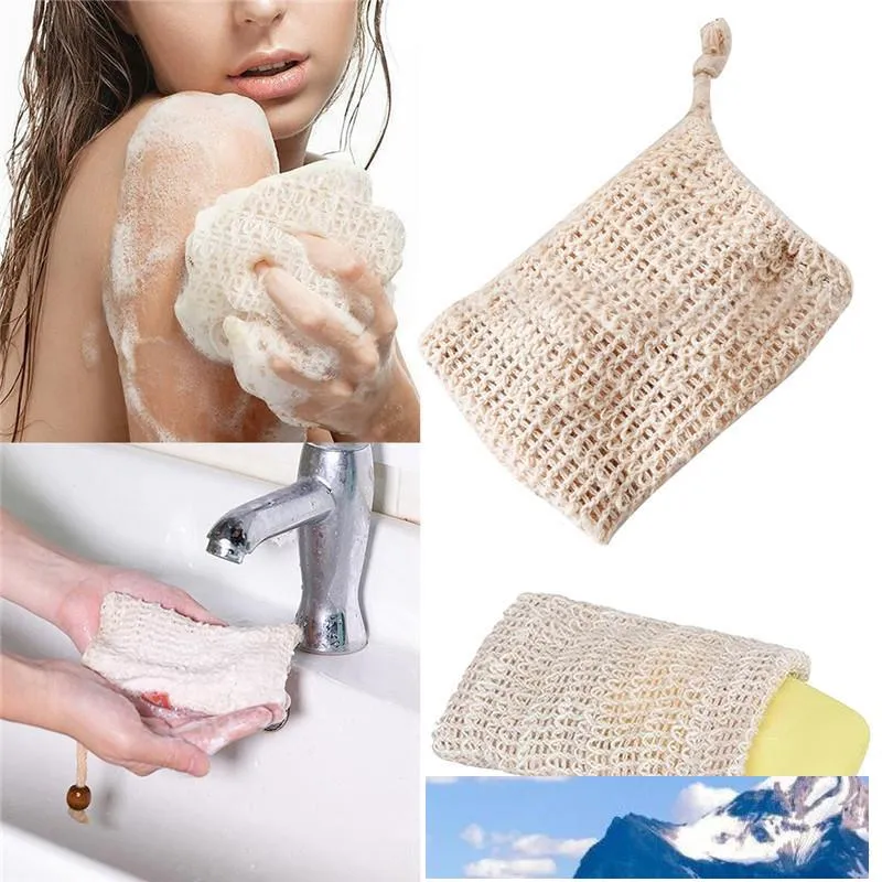 Naturlig Ramie Foaming Net Ramie Dusch Exfoliate Svamppåse Bekväm Soap Saver Bag Foaming Net Bath Tillbehör