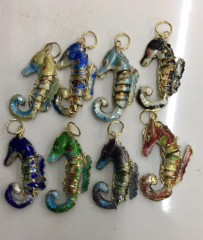 4.5cm Handcraft Bonito Fantasia Seahorse Encantos Lifelike Balanço DIY Enamel Animal Pingente Para Jóias Fazendo Brincos Bracelete Colar Atacado 120 PCS