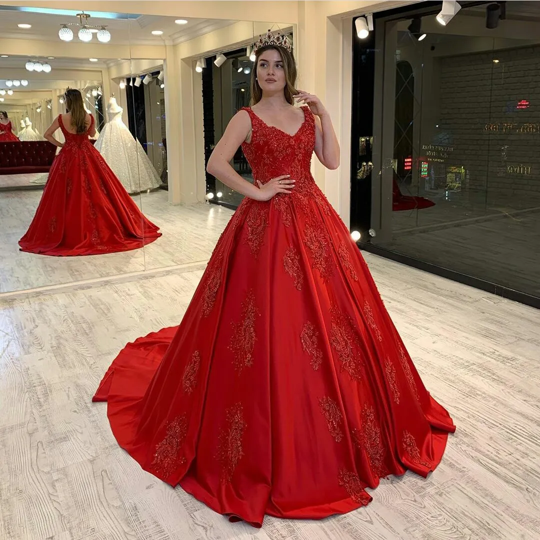 Bright red gown clearance