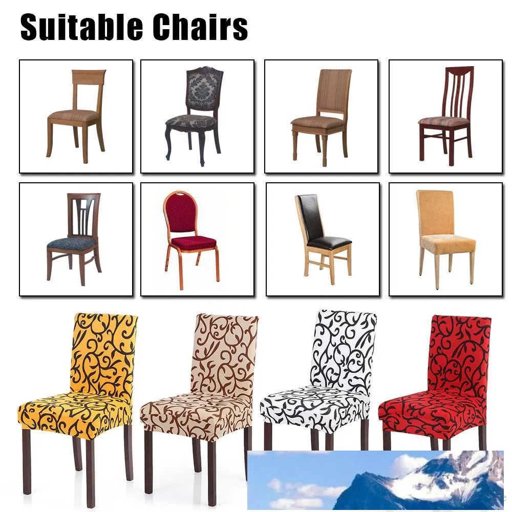 Spandex Stretch Krzesło Obejmuje Elastyczne Kwiatowe Drukowanie Zmywalne Krzesło Osłony Siedzenia Sliplovers Soft Silk Do jadalni Wedding Bankiet Party