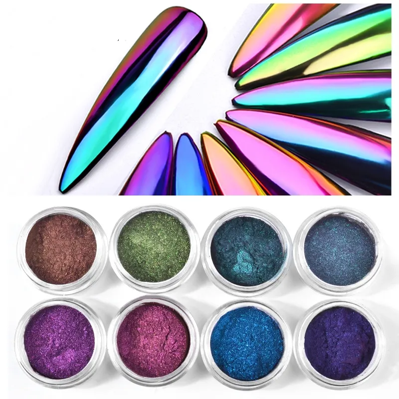 Chrome Mirror Powder Nail Art Glitter Chameleon Pigment Powder Manicure Nail Tips Decoration Accessories Gel Polish Dust