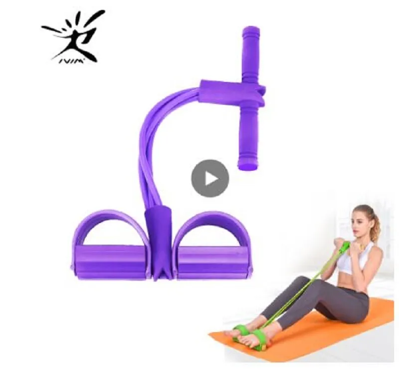 Fitness 4 Tüp Direnç Bantları Lateks Pedal Egzersiz Sit-up Çekme Halat Genişletici Elastik Bantlar Yoga Ekipmanları Pilates Egzersiz