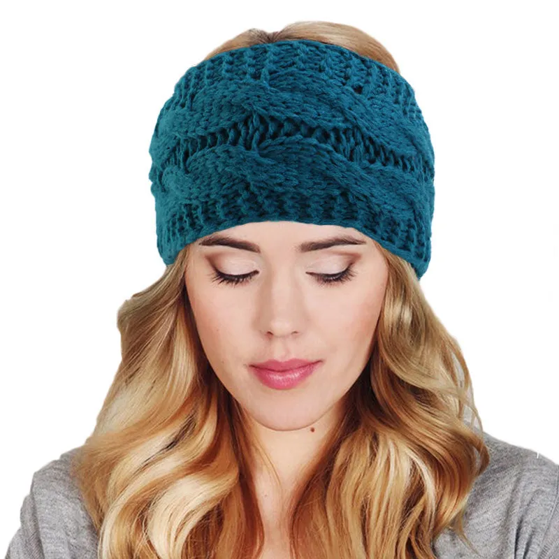 New Wide Knitted Elastic Turban Headbands handmade Ear Crochet Turban Hair Accessories Winter Women Head Wraps Girls