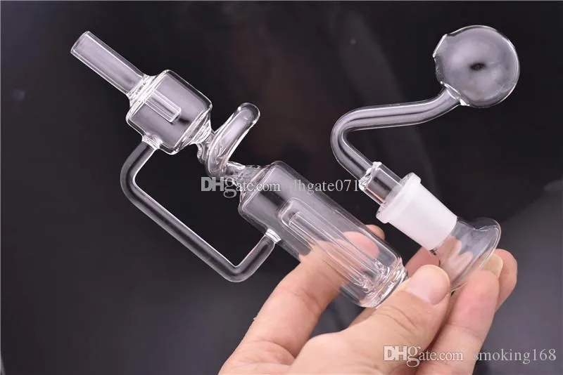 Con manico mini 14mm femmina Bong comuni Riciclatore Percolatore Narghilè vetro dab piattaforma petrolifera tubo dell'acqua con tubi bruciatore a nafta in vetro