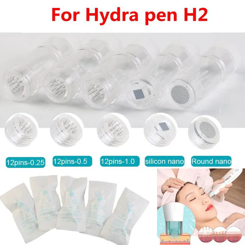새로운 Hydra 펜 스탬프 H2 히드라 롤러 팁 용 바늘 카트리지 실리콘 12 핀 나노 바늘 팁 카트리지