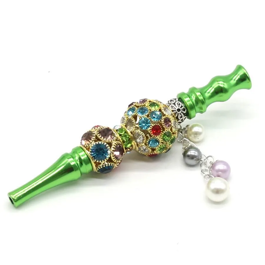 DHL Bling Blunt Holder Smoking pipe Tool metal Hookah Mouthpiece Mouth Tips Pendant Shisha Skull Shaped Filter Jewelry Diamond