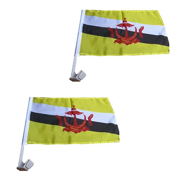 Wysokiej jakości okno Brunei Car Hold Flags 30x45 CM z 43 cm Polaków z tworzyw sztucznych, 100D poliester, Darmowa wysyłka