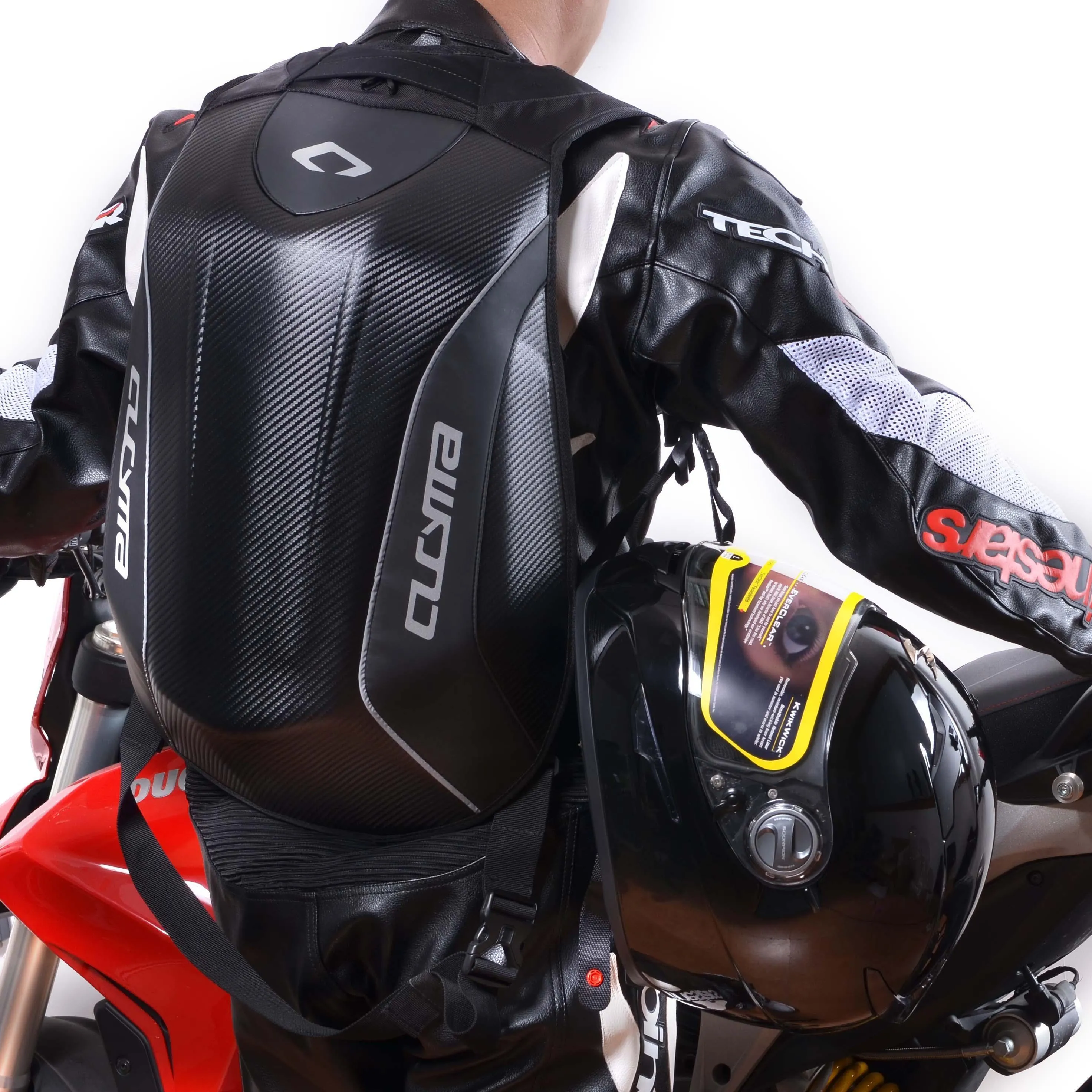 Mochila de motocicleta impermeable con carcasa dura, mochila de fibra de  carbono para hombre, accesorios de motocicleta