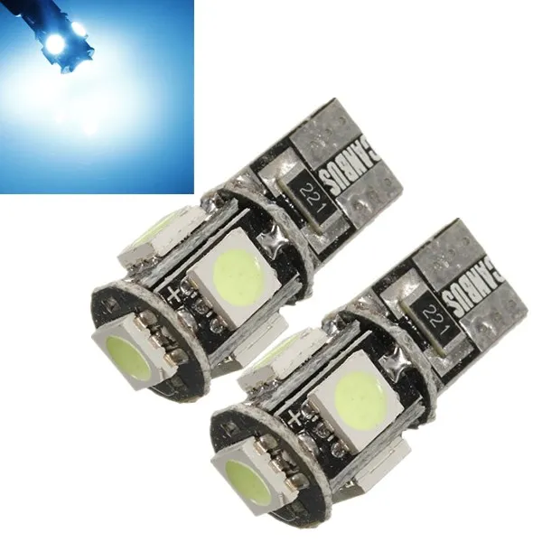 500 stks-pack Auto Fout Gratis CANBUS T10 194 168 2825 W5W Ice Blue 5SMD LED Bollen WITTE DOME KAART Deur met danklicht Licent Plate Light