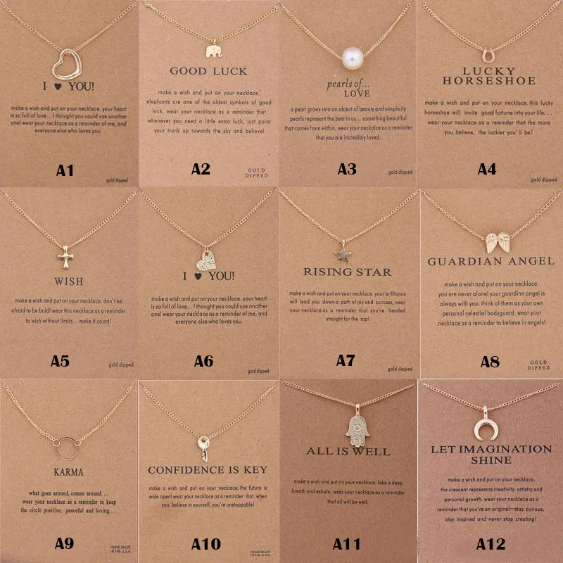Nova chegada charme multi-estilos colar pingente com cartão para mulheres designer de moda brincando jóias presentes