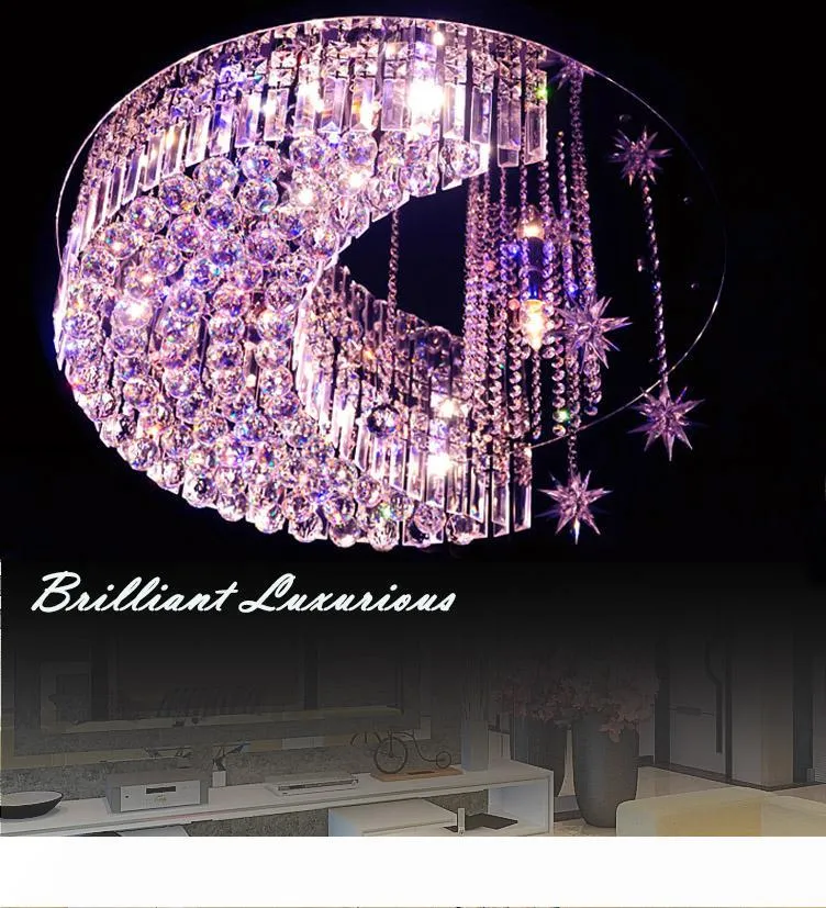 Nowoczesna design Dekoracja Dekoracji LED Segmentacja Dimmale Żyrandol Sufitowy Światło, Brilliant Crystal Krótkie bary i gwiazda
