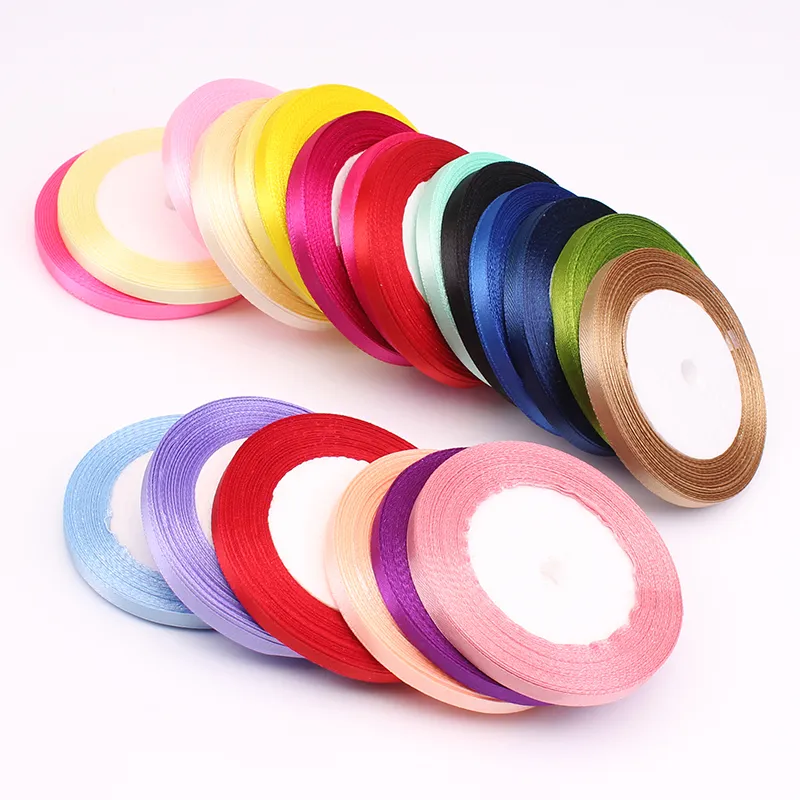 Högkvalitativ 25YARDS / ROLL Grosgrain Satin Ribbons för bröllops julfest dekoration6mm-40mm DIY Bow Craft Ribbons Card Present