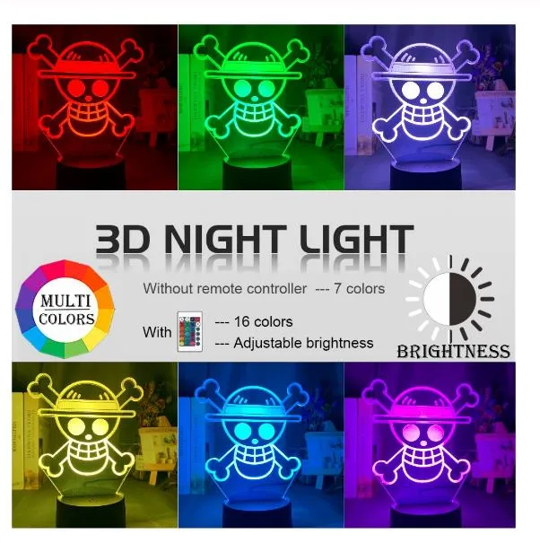  Fanrui Puntada de anime de dibujos animados – 3D LED bonita  lámpara de puntada – 16 colores Smart Touch Control remoto luz nocturna –  Decoración de mesa de dormitorio para niños