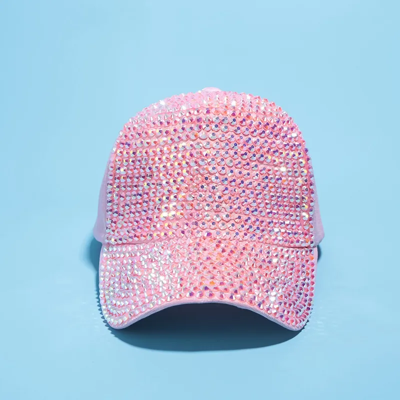Girls Hip Hop Hat Rhinestones Luxury Pearl Sequins Baseball Cap Summer Cotton Hat
