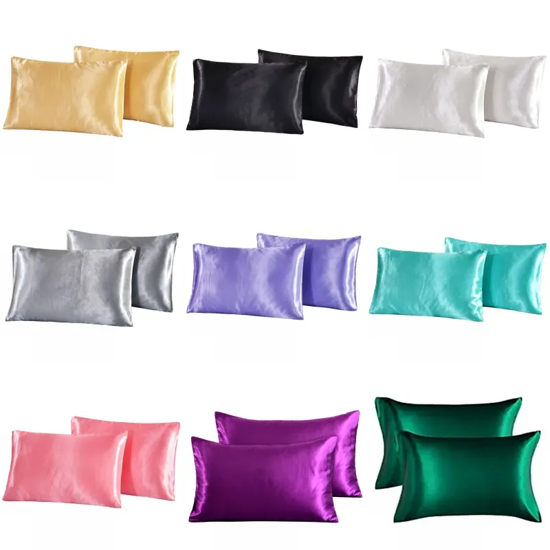 Emulacja jedwabiu Satin Poszewka 20 * 26 calowa Color Color Pillow Cover Lato Ice Jedwabne poduszki Poszewka na pościel