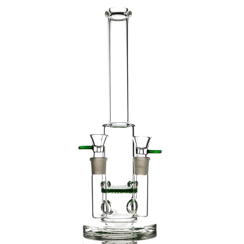 Hookahs Double Joints bong honeycomb glass water bongs perc dab rig oil smoking pipes green classical Designer new